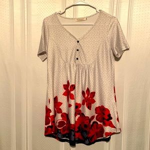 🔥🔥 SALE🔥🔥 BaiShengGT Floral Tunic Style Blouse